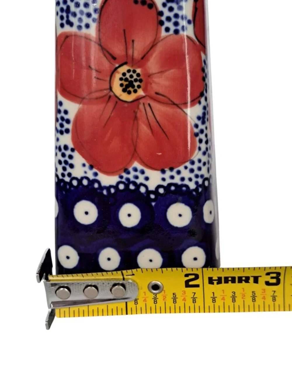 Unikat Polish Pottery Bud Vase Floral Motif Boleslawiec 9.5
